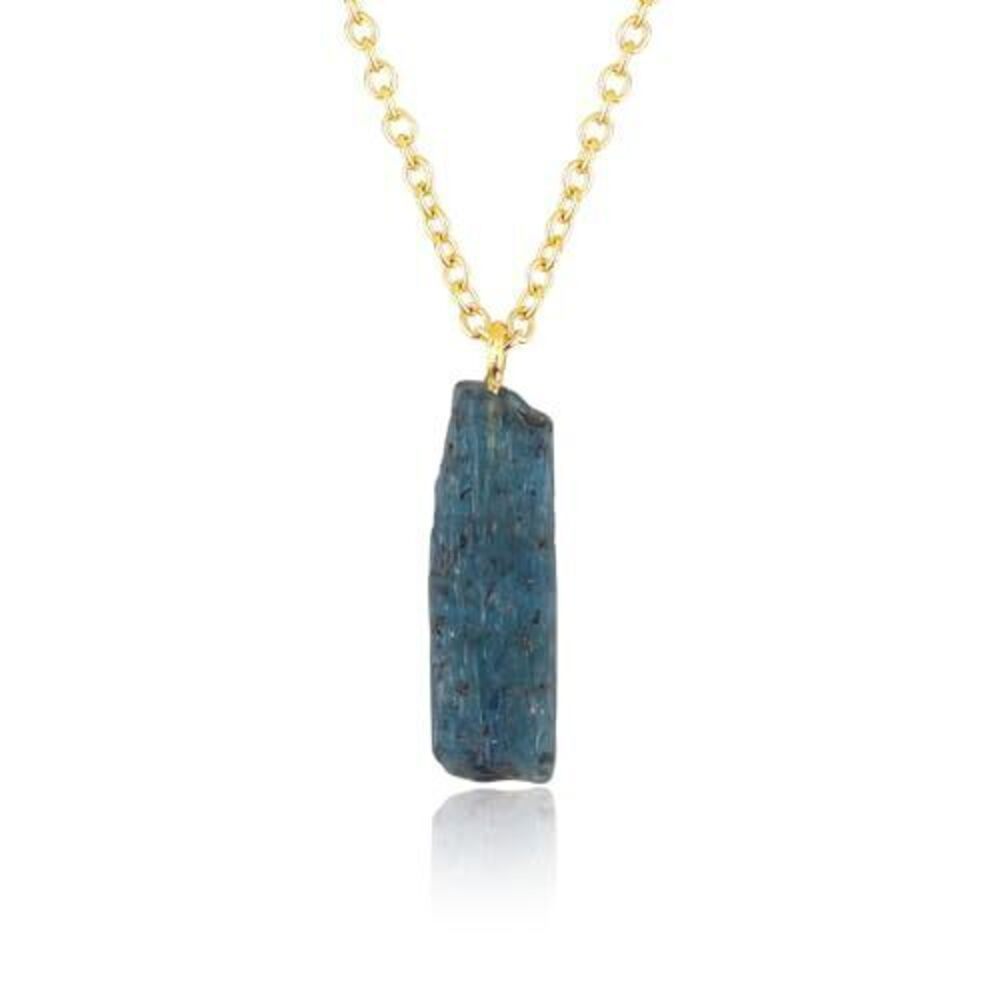 8850 Raw Teal Kyanite Gemstone Necklace – Natural Crystal Pendant on 18K
